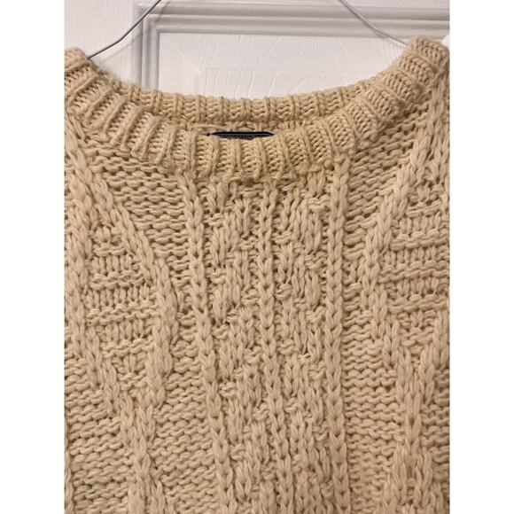 Vtg Pendleton Sweater Mens Medium Beige Ivory Virgin Wool Fisherman Cable Knit - Picture 4 of 6